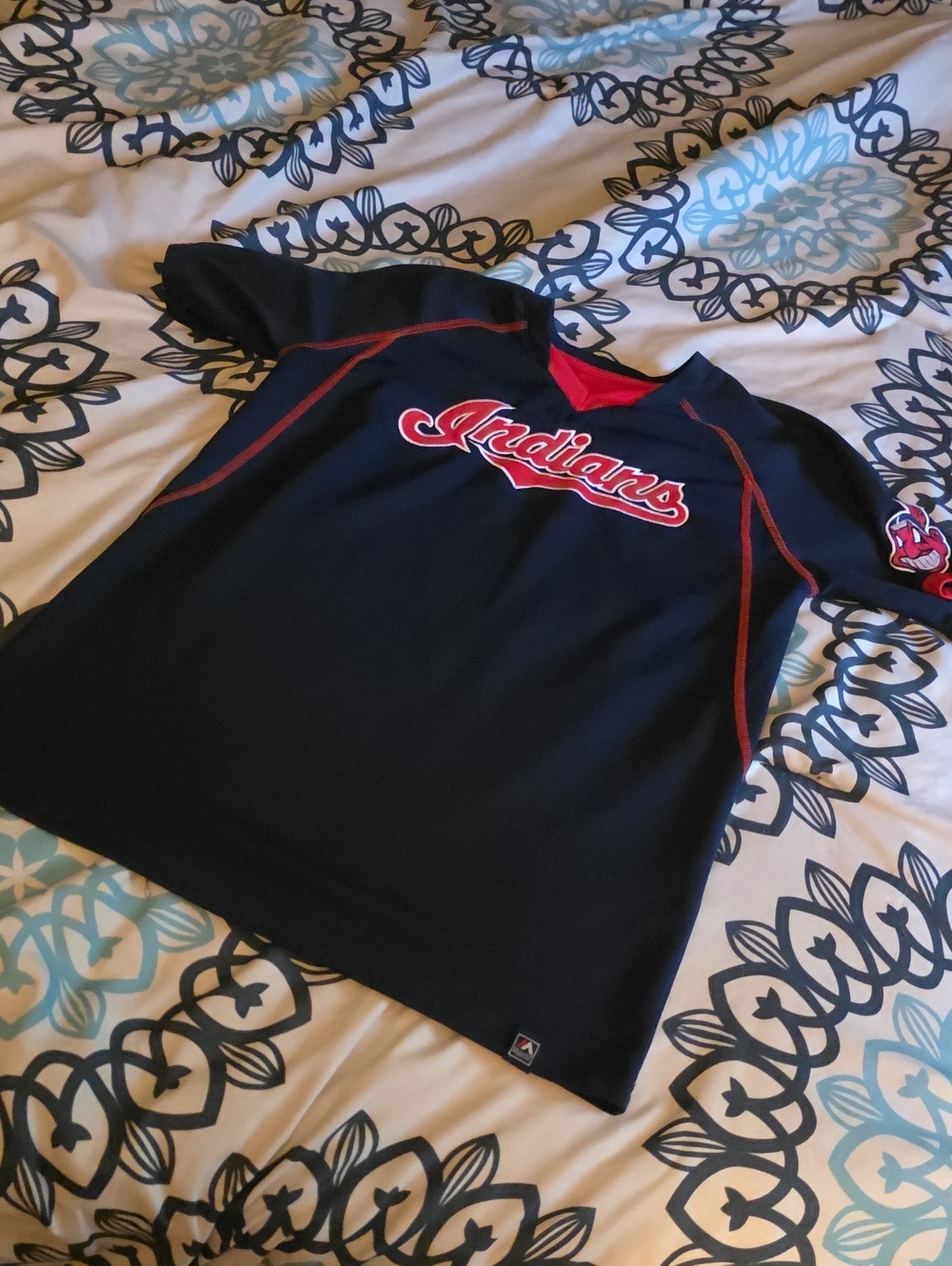Majestic Blue and Red "Indians" Kids Baseball Jersey